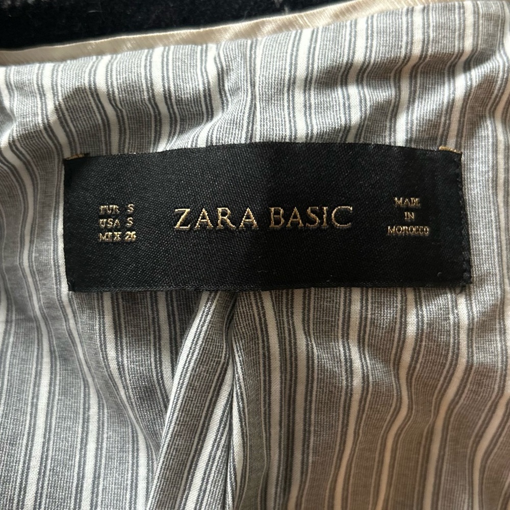 Zara Basic WOOL blend Windowpane Plaid Blazer S B… - image 3